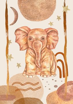 Aquarelposter voor een kinderkamer in boho-stijl