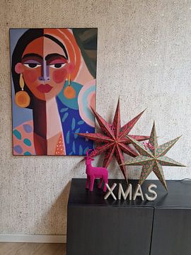 Customer photo: Colourful, modern and abstract portrait by Carla Van Iersel