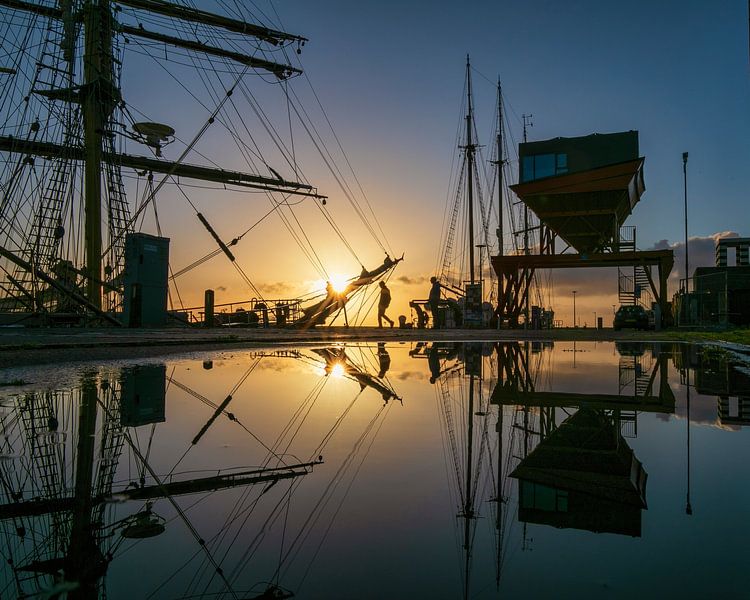 Harlingen und Boote von Edwin Kooren