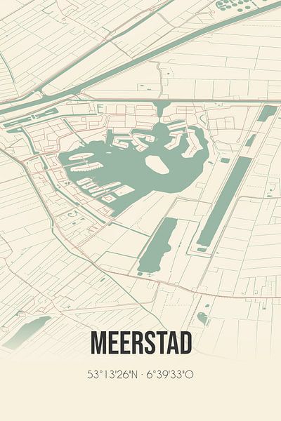 Vintage map of Meerstad (Groningen) by Prints of Place