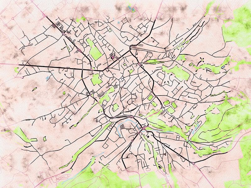 Carte de Eupen avec le style 'Soothing Spring' par Maporia