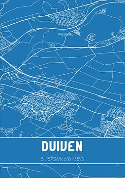 Blauwdruk | Landkaart | Duiven (Gelderland) van MijnStadsPoster