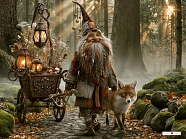 Gnome mit Fuchs im Wald