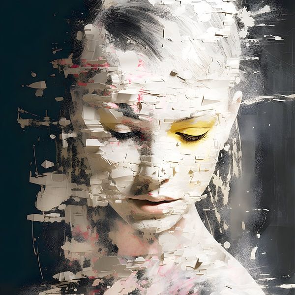 Concrete Chaos: A Woman Unveiled by PixelMint.