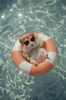 Hamster en gilet de sauvetage dans l'eau