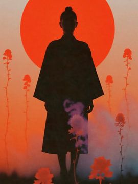 Surreal Pop Art Geisha Sunset