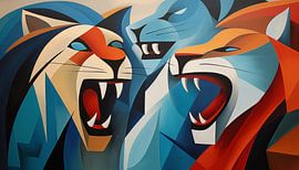 Abstracte leeuw kubisme panorama