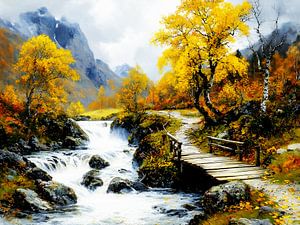 La magie de l'automne au bord d'un ruisseau de montagne