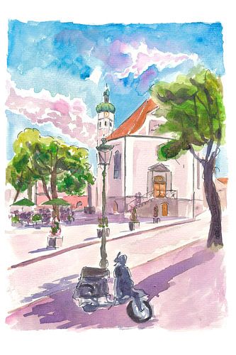 Marktplatz Scène Petite ville de Haute-Bavière