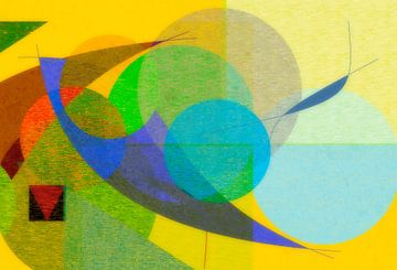 kleurrijk abstract in gele achtergrond van Corinne Welp