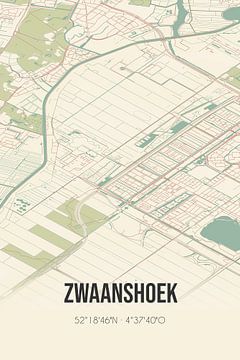 Vintage map of Zwaanshoek (North Holland) by Rezona