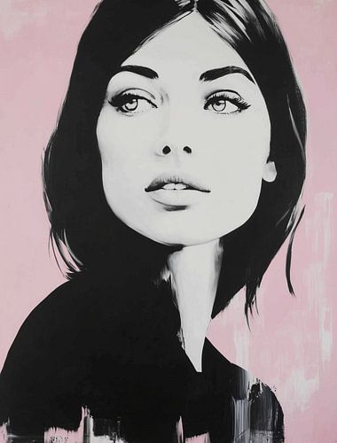 Vrouw in zwart-wit en roze