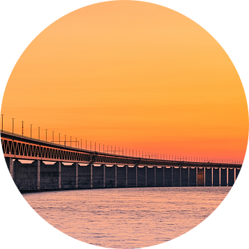 Panorama van een zonsondergang bij de Oresund brug