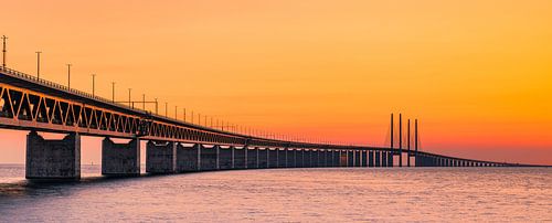 Panorama d'un coucher de soleil au pont de l'Oresund