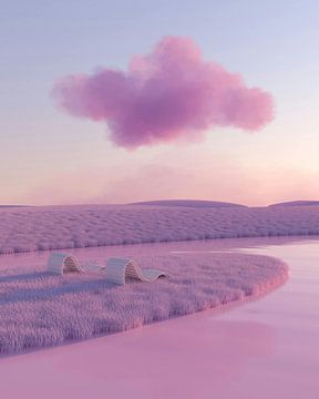 Roze wolk boven zonnebanken van Felix Habermeyer