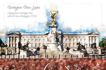 Buckingham Palace, Watercolour, , Londen van Theodor Decker