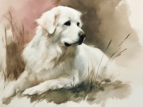 Pyrenean Mountain Dog in Pastel shades