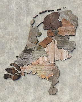 Kaart van Nederland in sloophout van Frans Blok