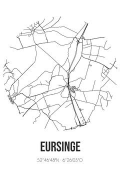 Eursinge (Drenthe) | Landkaart | Zwart-wit van Rezona