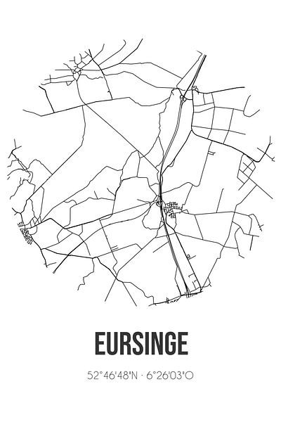 Eursinge (Drenthe) | Map | Black and white by Prints of Place