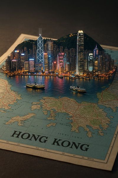 Hong Kong 3D Map Diorama – Miniature Skyline and Victoria Harbour by Travel Shop
