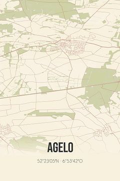 Vintage landkaart van Agelo (Overijssel) van Rezona