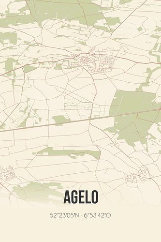 Vintage landkaart van Agelo (Overijssel)
