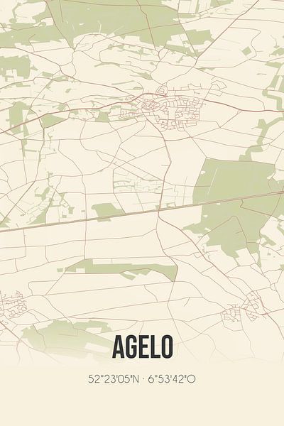 Vintage map of Agelo (Overijssel) by Prints of Place