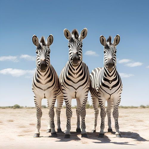 Drie zebra's op een rij