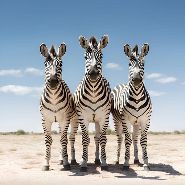 Drei Zebra&#039;s in einer Reihe von StudioMaria.nl