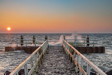 Sunrise on the afsluitdijk by Nico Buijs