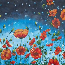 Poppies in the night by Gulserin Gokcan