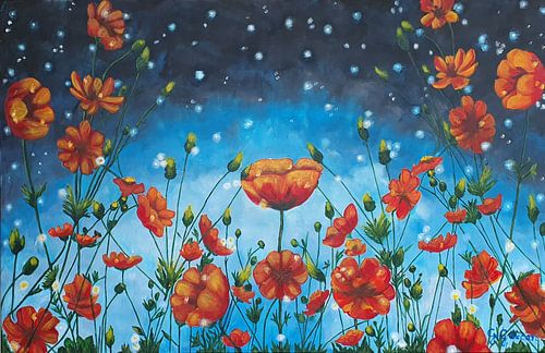 Mohnblumen in der Nacht von Gulserin Gokcan