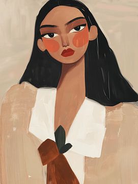 Modern portret in aardetinten van Carla Van Iersel