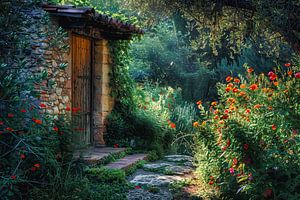 Verborgen Franse tuin op het zomerse platteland van Vlindertuin Art