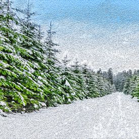 Winterlandschaft mit Schnee und Koniferen von Nancy Pauwels Photo