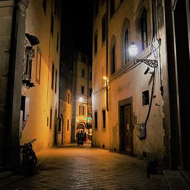 A street in evening light Florence Italy by Sandra van der Burg