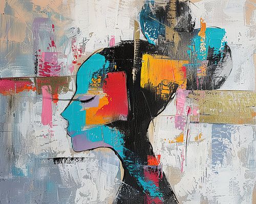 Woman Silhouette | Woman with Colourful Background by Eye catching paintings