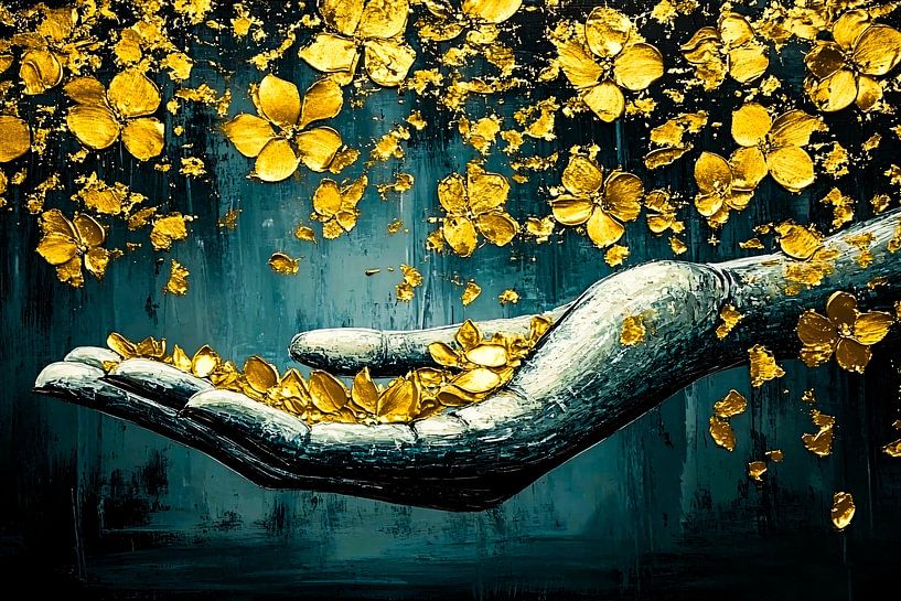 Goldene Blumen in der Hand von Art & Soul Creations