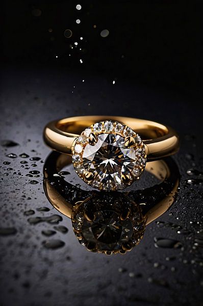 Elegant gold ring with diamonds by Art & Soul Creations