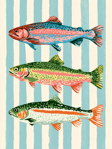 Farbenfrohes Fischtrio