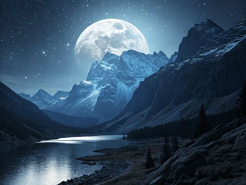 Maanverlicht bergmeer