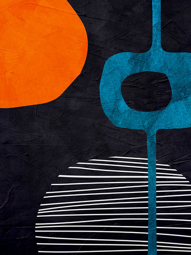 Minimalist abstract art featuring organic shapes in warm, colourful tones.