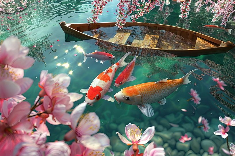 Pêche à la carpe koï dans un étang par Egon Zitter