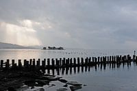Lichtstralen op het Shinji-meer