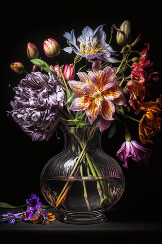 Stilleben in einer transparenten Vase