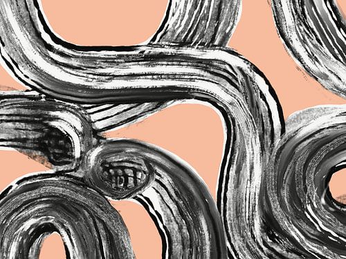 Zen line art in black pink V2