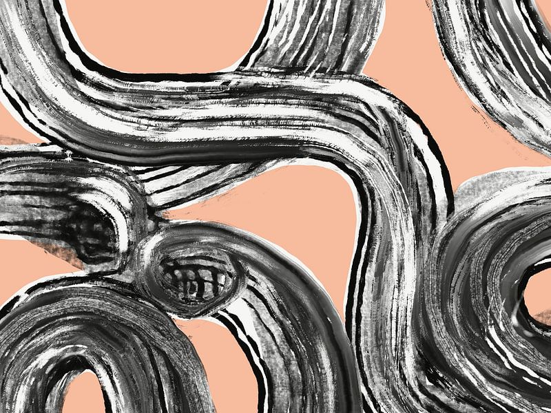 Zen line art in black pink V2 by Little Dean