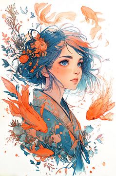 Anime illustratie, Oosterse Onderwaterwereld no.1 van Studio BB