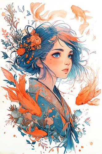 Anime illustration, Oriental Underwater World no.1